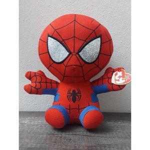 Ty Beanie Buddy Spiderman Marvel Buddy With Tags MWMT 9" Inches Red Spider-Man